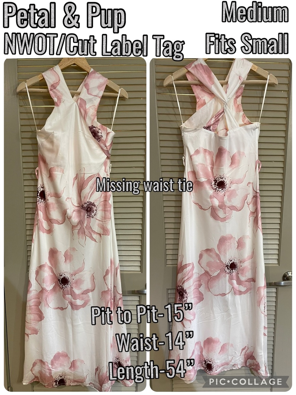 Petal & Pup White Maxi Dress with Pink Floral Print
